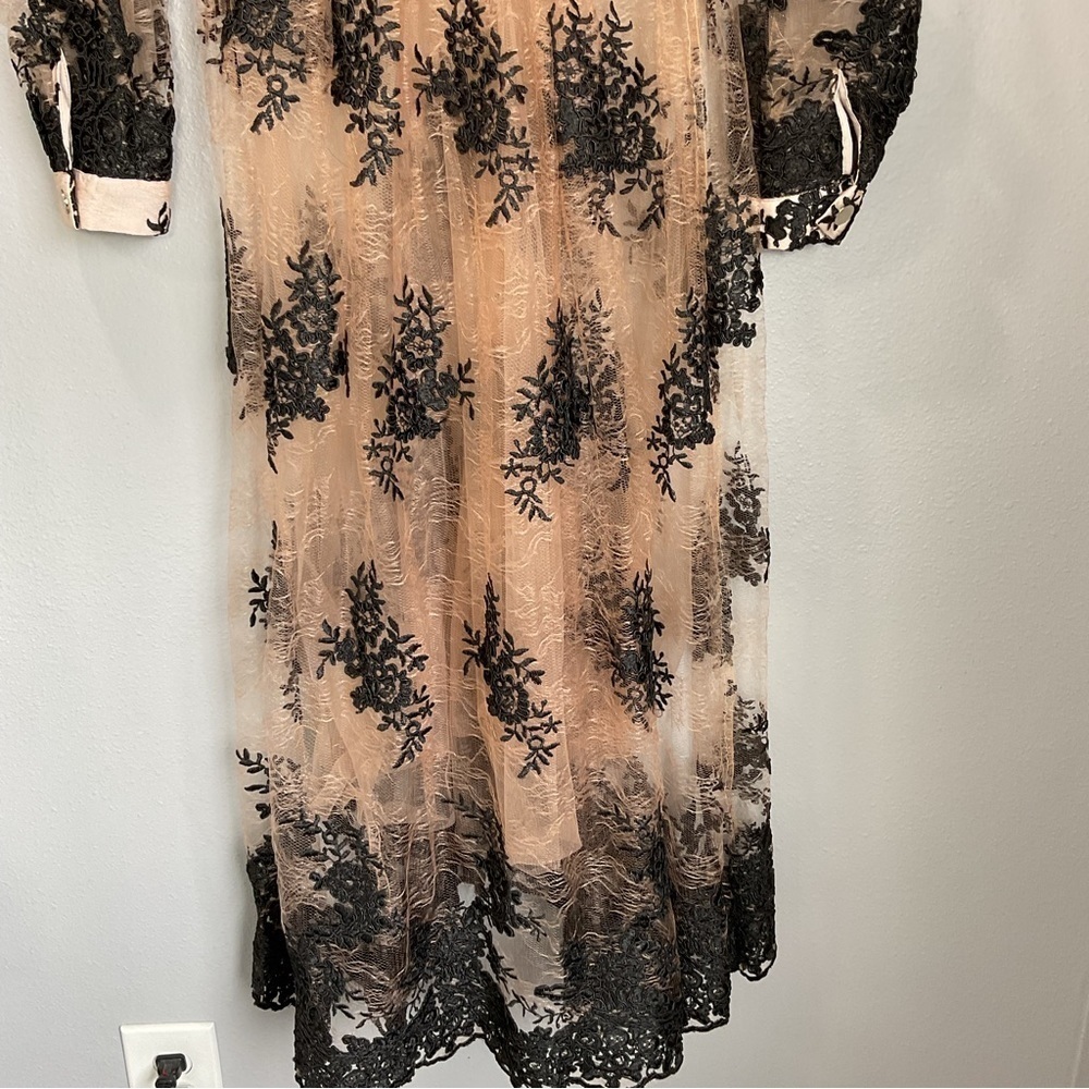 Metisu snap button up floral embroidery mesh overlay dress size XS New D35 - Picture 10 of 11